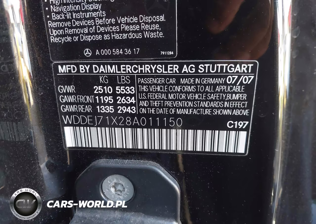 2008 Mercedes-Benz Cl 550 VIN:WDDEJ71X28A011150 - 9
