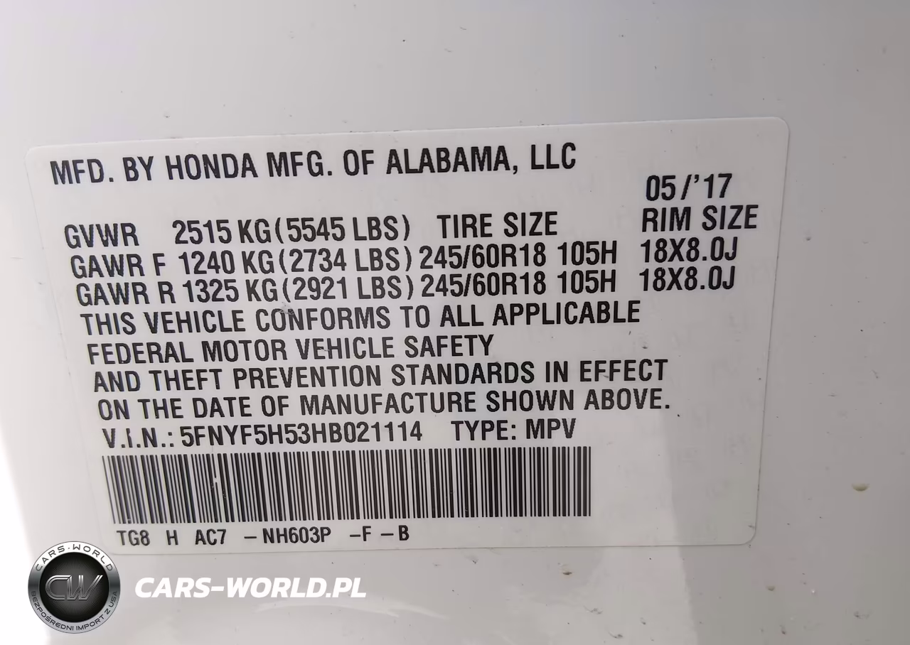 2017 Honda Pilot Ex-L VIN:5FNYF5H53HB021114 - 9