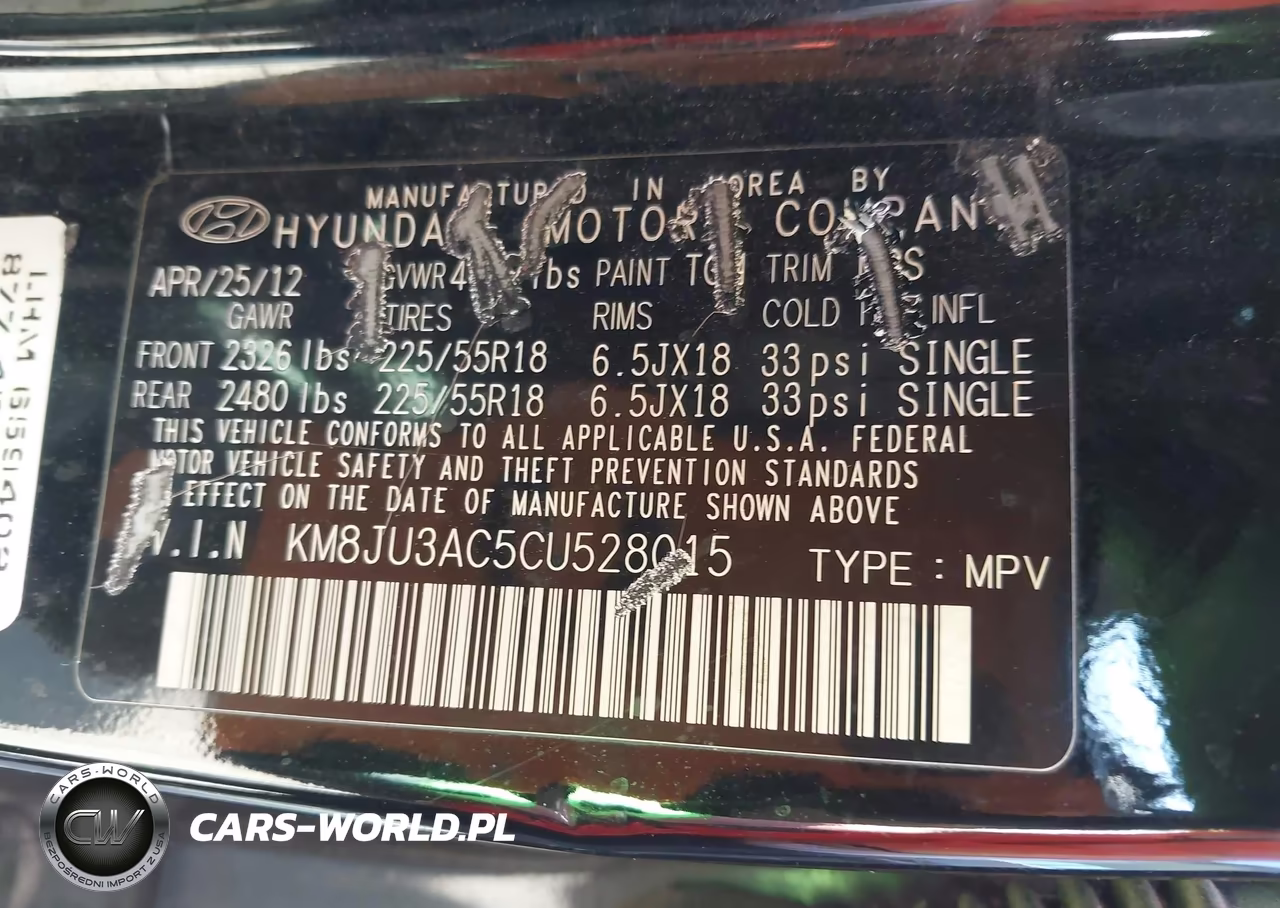 2012 Hyundai Tucson Limited VIN:KM8JU3AC5CU528015 - 9