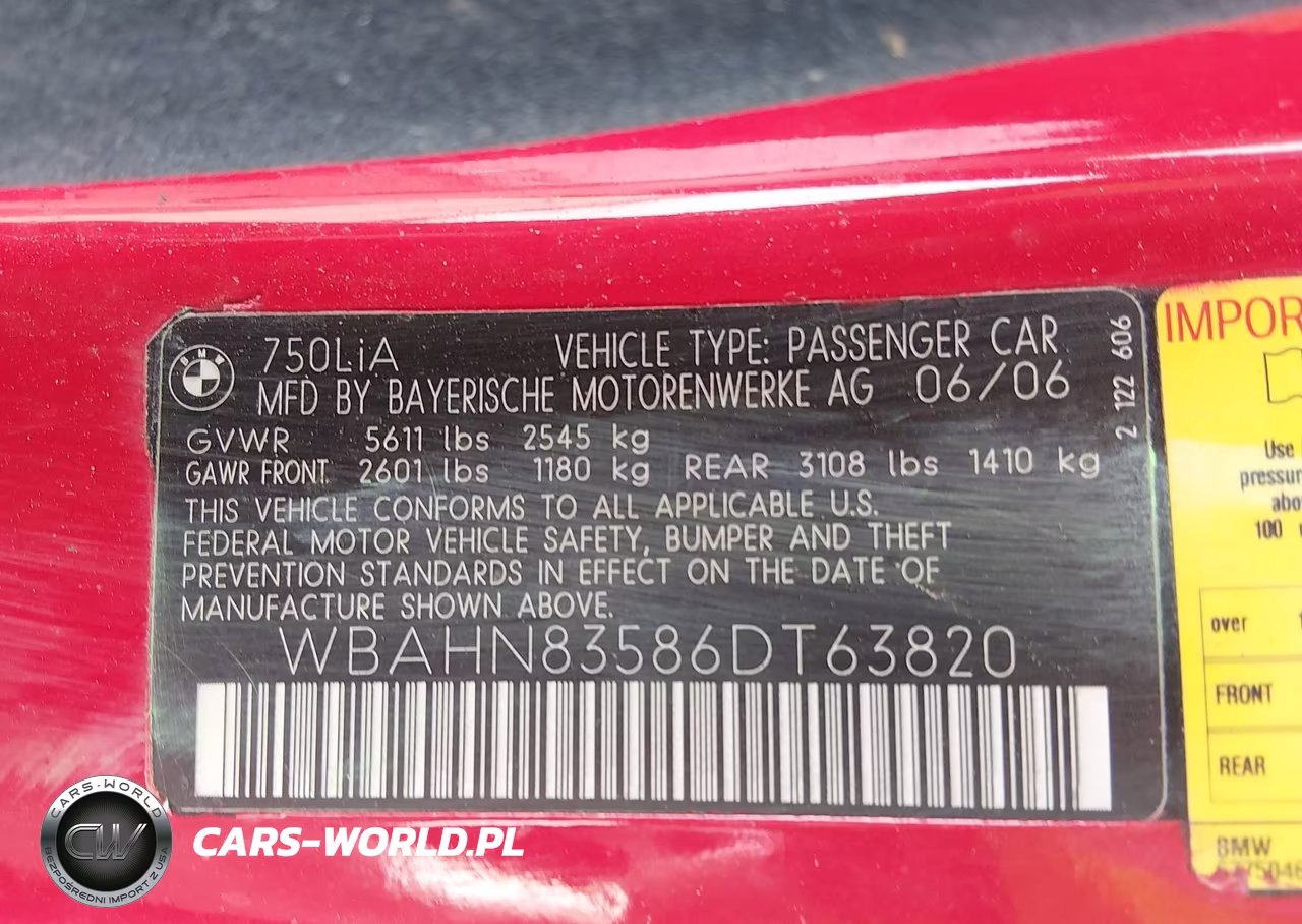 2006 BMW 750Li VIN:WBAHN83586DT63820 - 9
