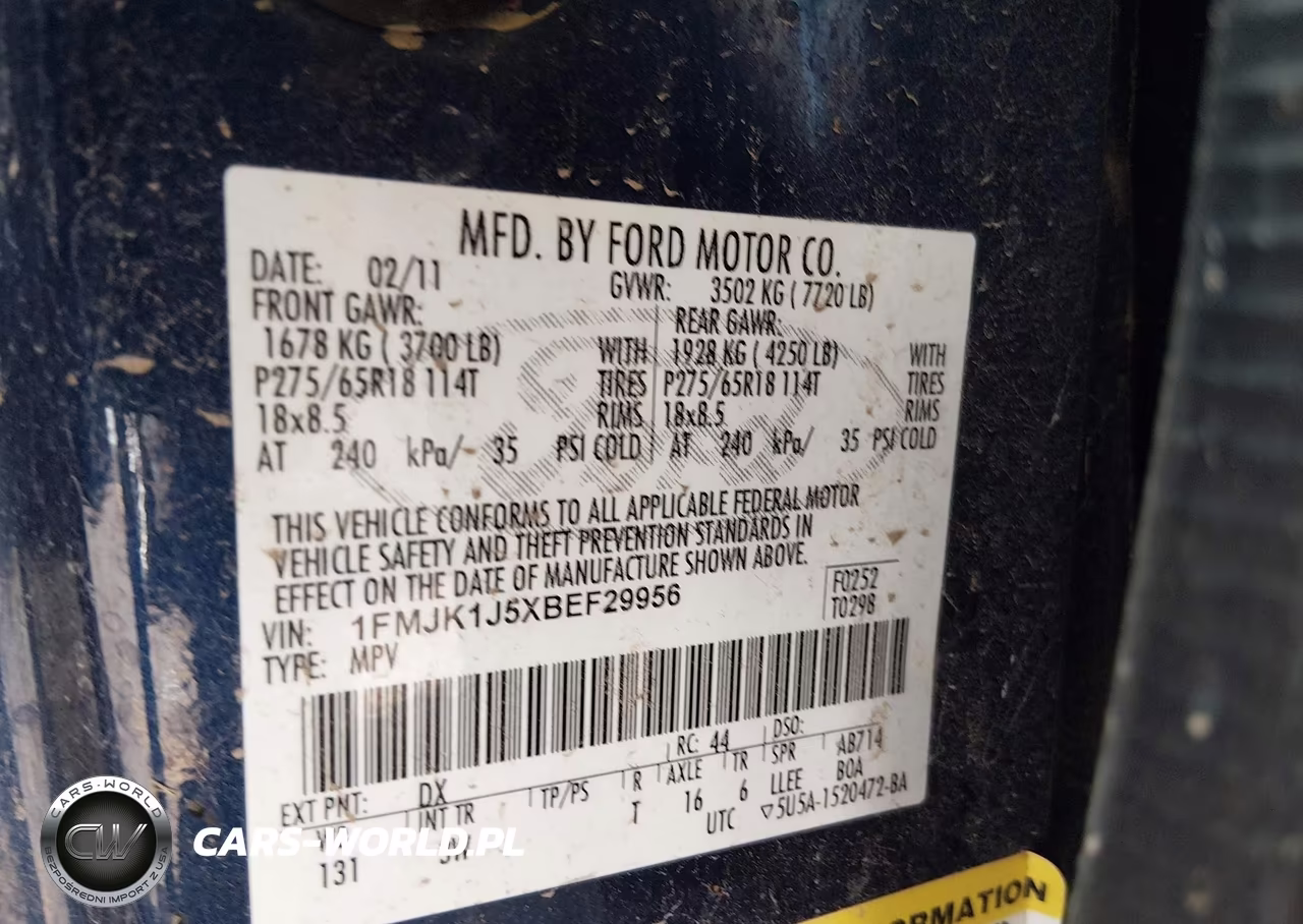 2011 Ford Expedition El Xlt VIN:1FMJK1J5XBEF29956 - 9