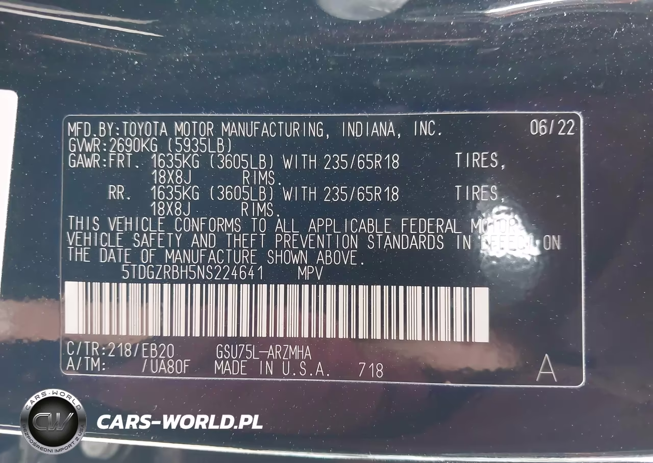 2022 Toyota Highlander Xle VIN:5TDGZRBH5NS224641 - 9