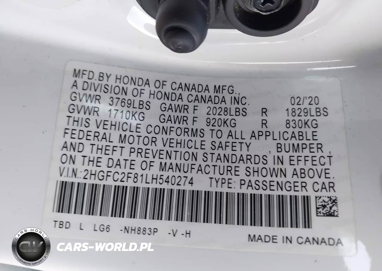 2020 Honda Civic Sport VIN:2HGFC2F81LH540274 - 9