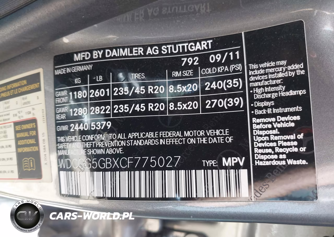 2012 Mercedes-Benz Glk 350 VIN:WDCGG5GBXCF775027 - 9