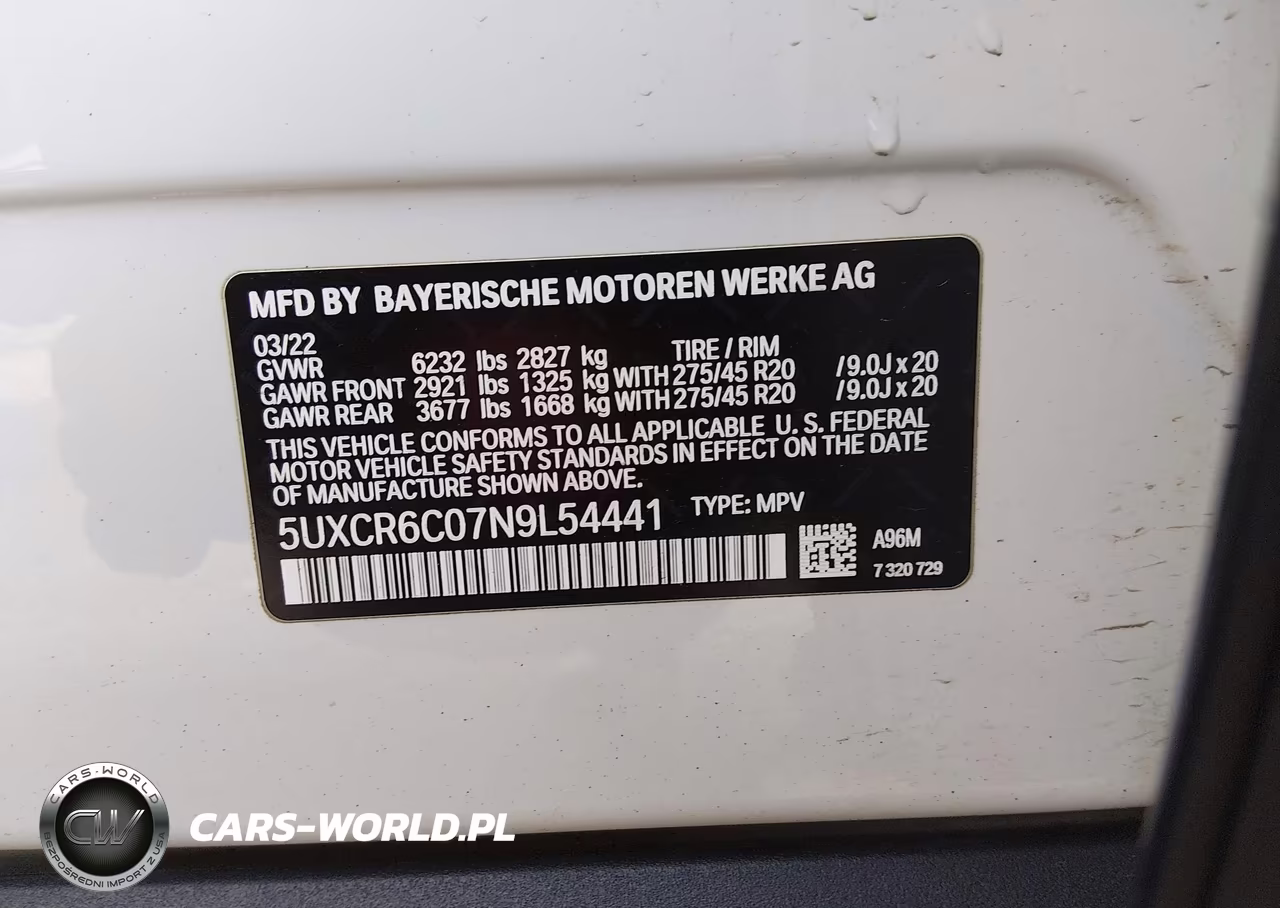 2022 BMW X5 xDrive40I VIN:5UXCR6C07N9L54441 - 9