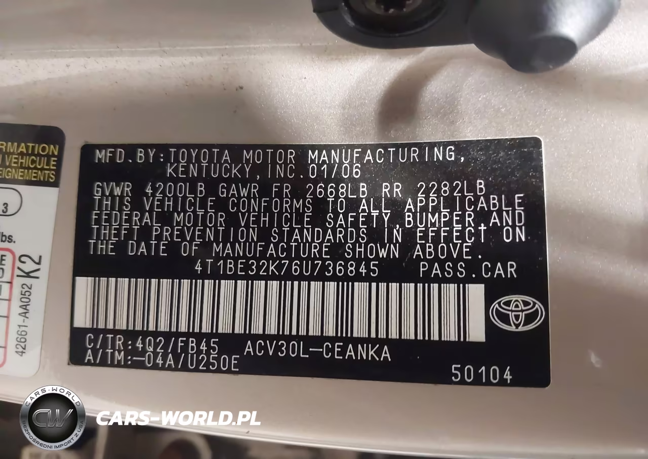 2006 Toyota Camry Le VIN:4T1BE32K76U736845 - 9