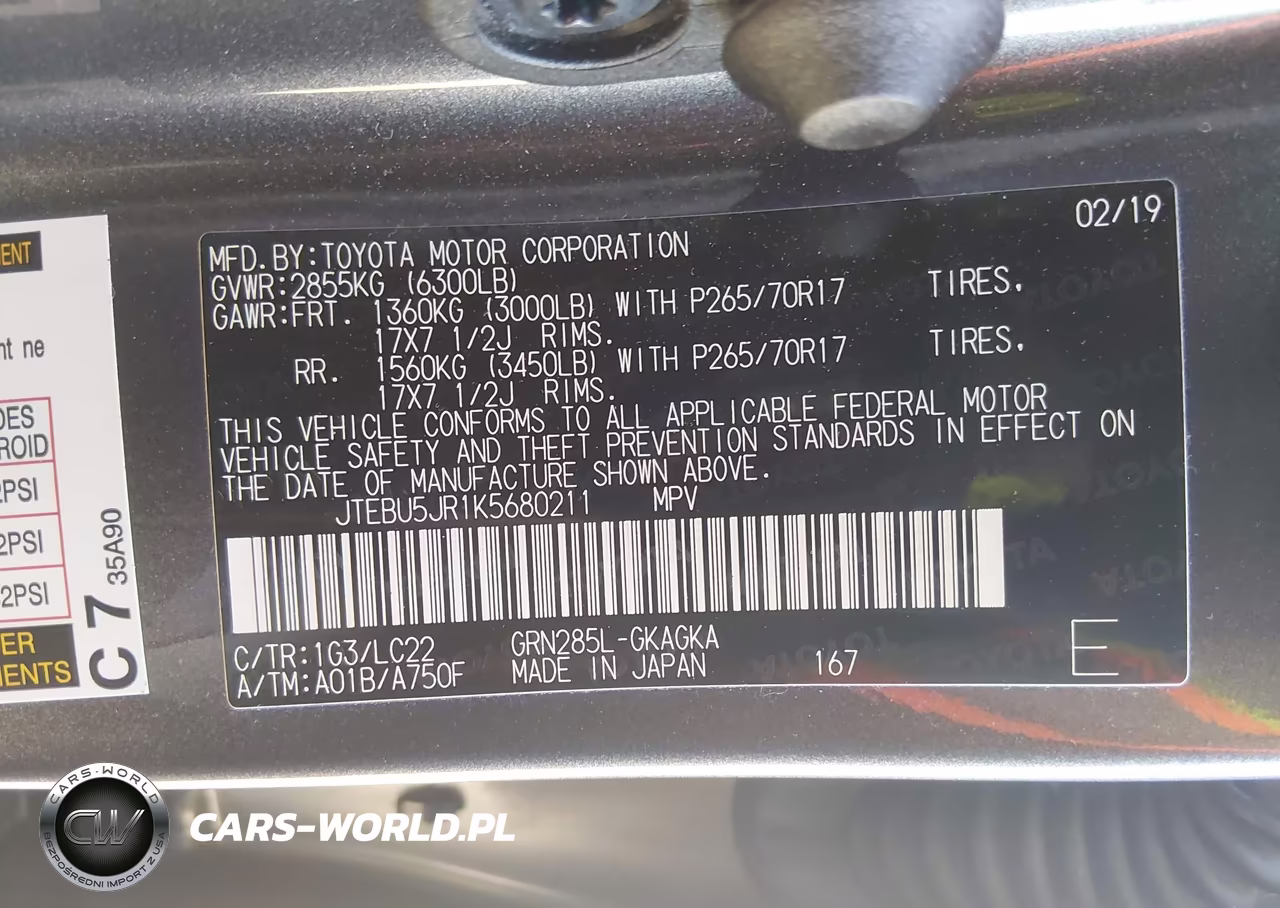 2019 Toyota 4Runner Trd Off Road Premium VIN:JTEBU5JR1K5680211 - 9