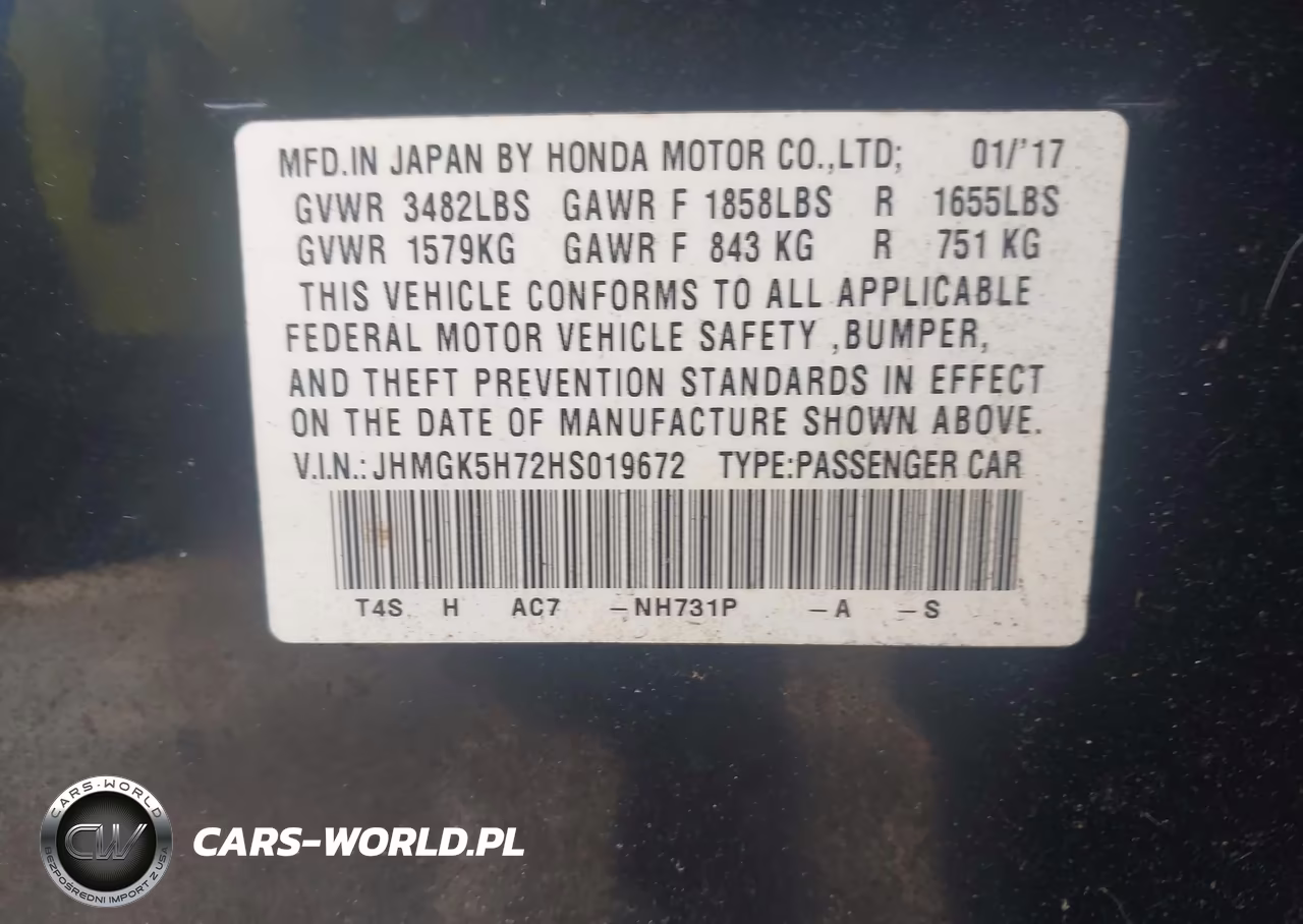 2017 Honda Fit Ex VIN:JHMGK5H72HS019672 - 9
