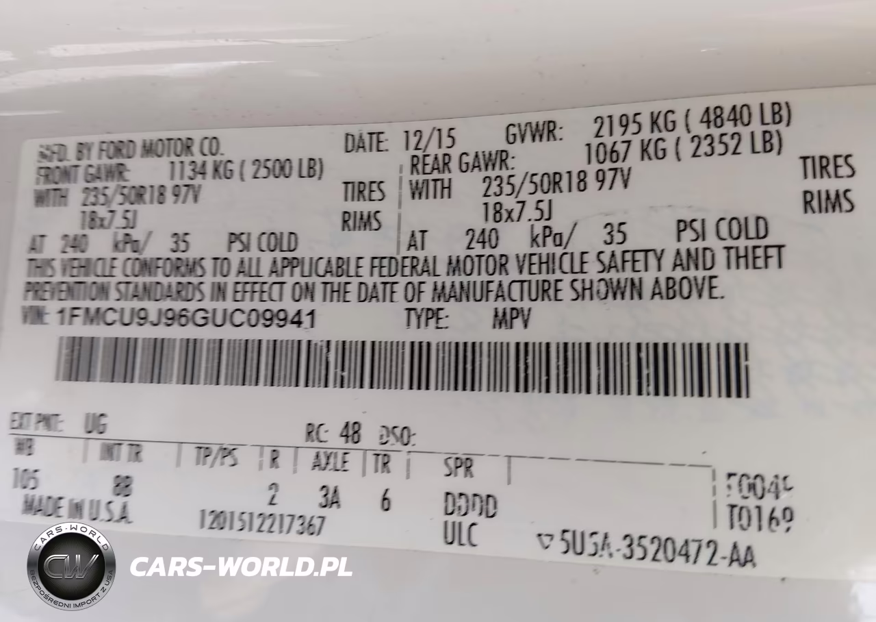 2016 Ford Escape Titanium VIN:1FMCU9J96GUC09941 - 9