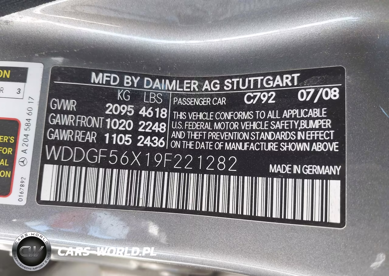 2009 Mercedes-Benz C 350 Sport VIN:WDDGF56X19F221282 - 9