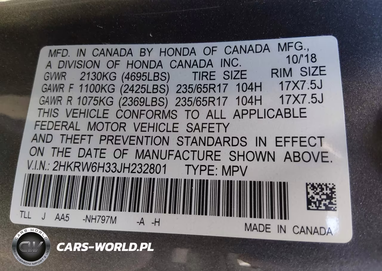 2018 Honda Cr-V Lx VIN:2HKRW6H33JH232801 - 9