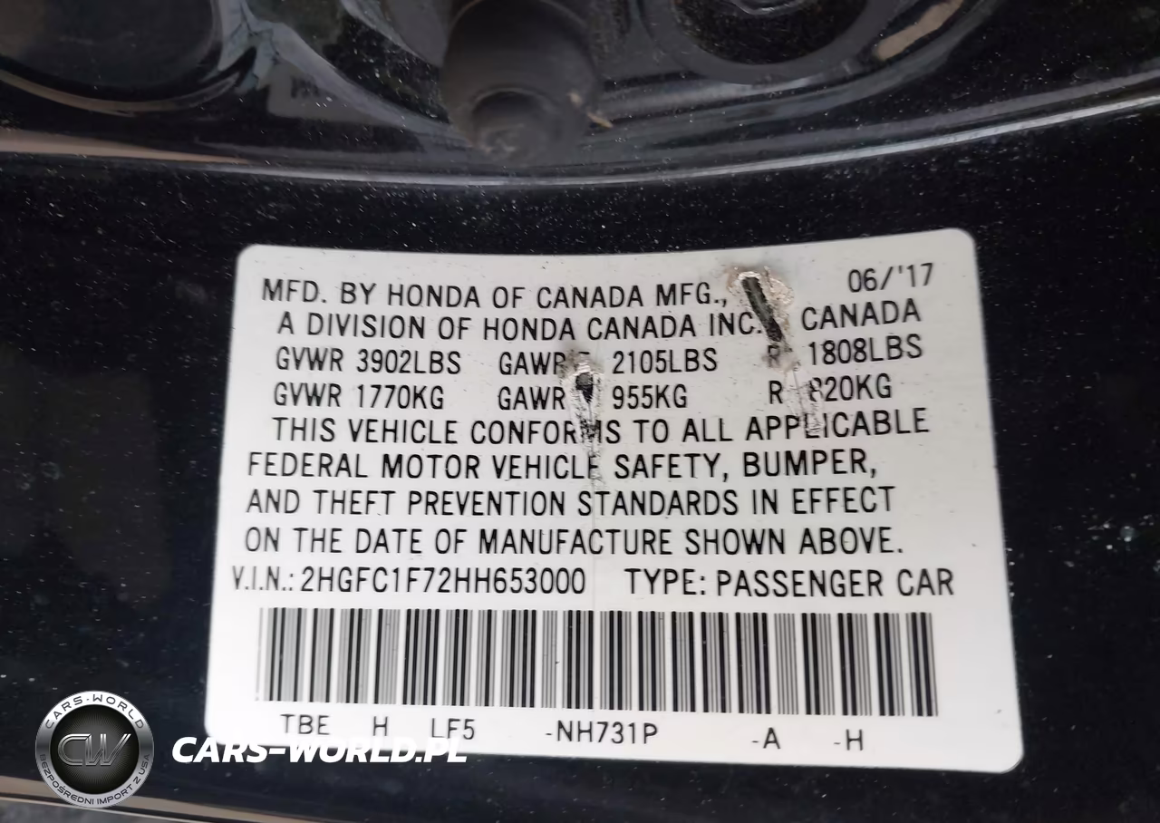 2017 Honda Civic Ex-L VIN:2HGFC1F72HH653000 - 9
