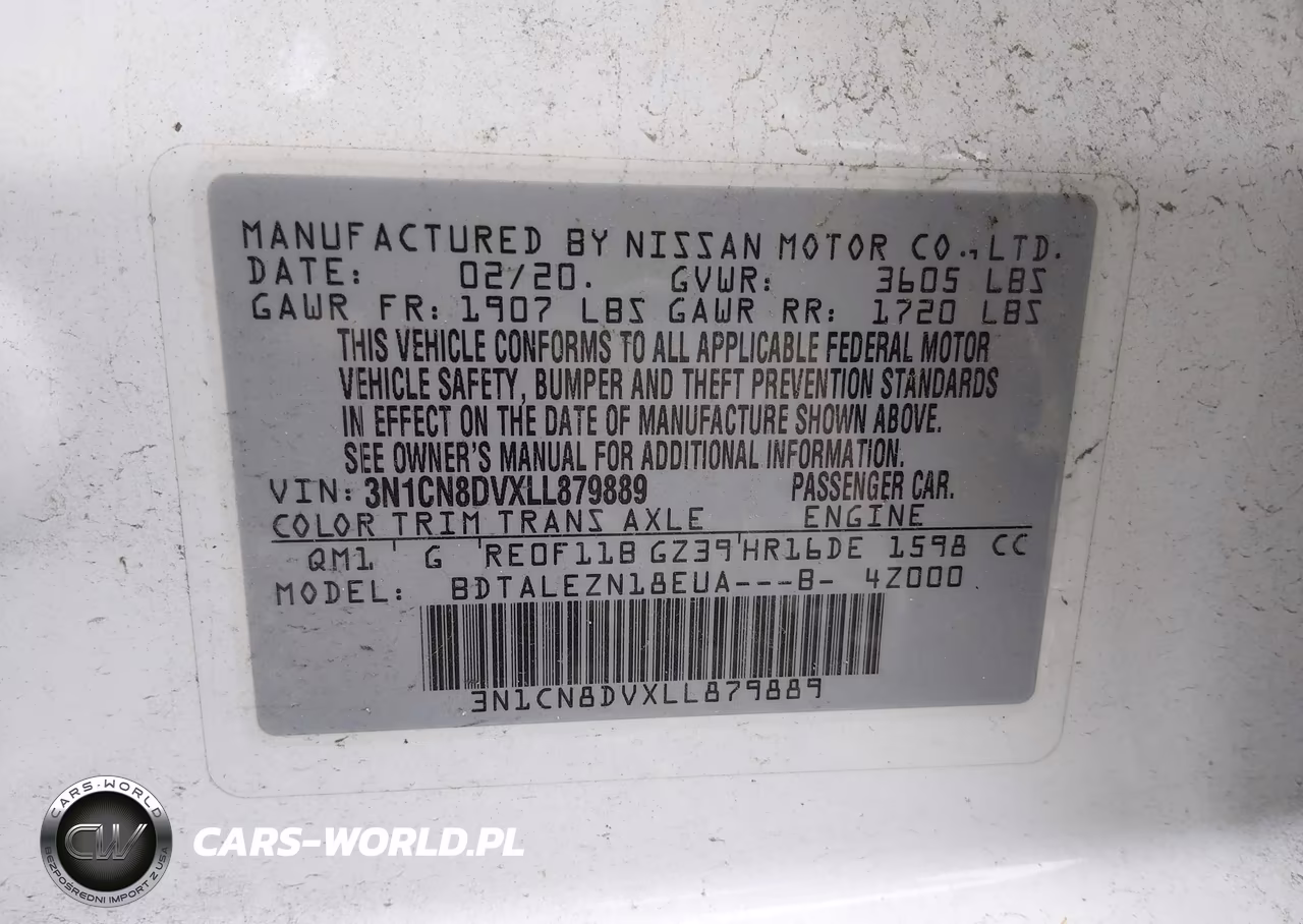 2020 Nissan Versa S Xtronic Cvt VIN:3N1CN8DVXLL879889 - 9