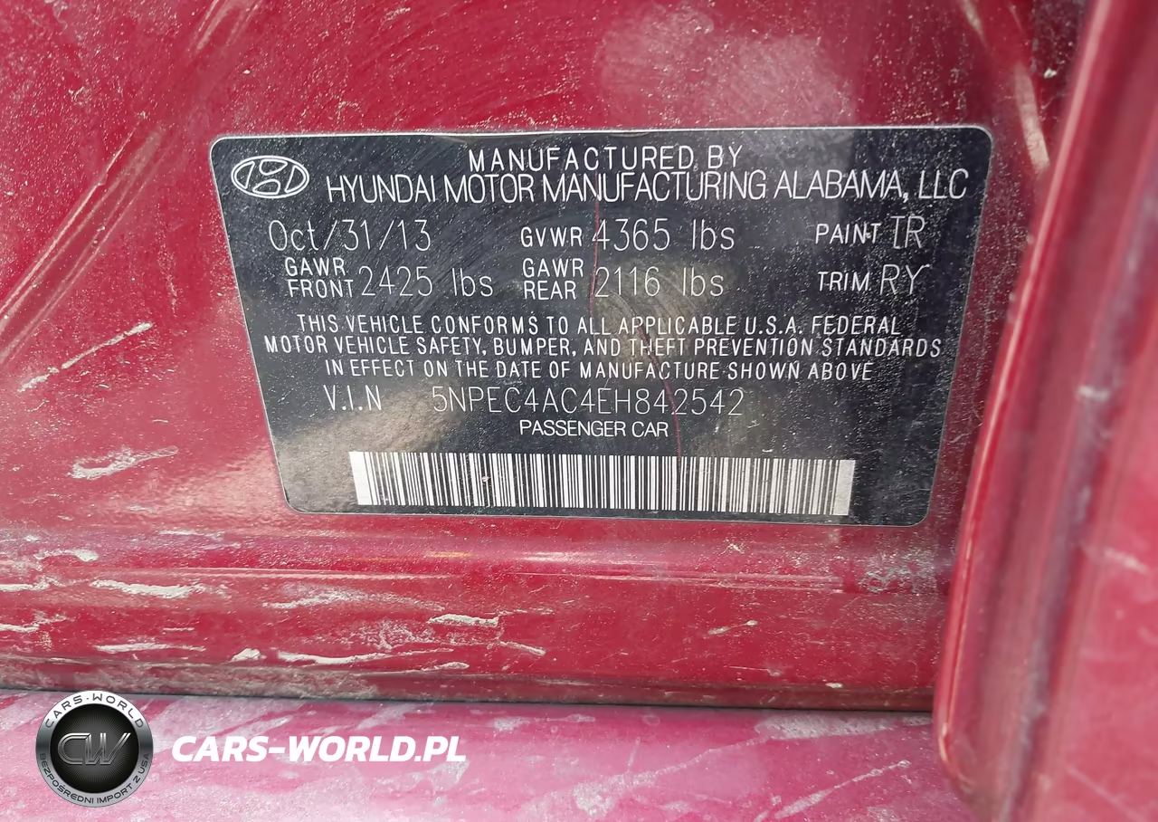 2014 Hyundai Sonata Se VIN:5NPEC4AC4EH842542 - 9