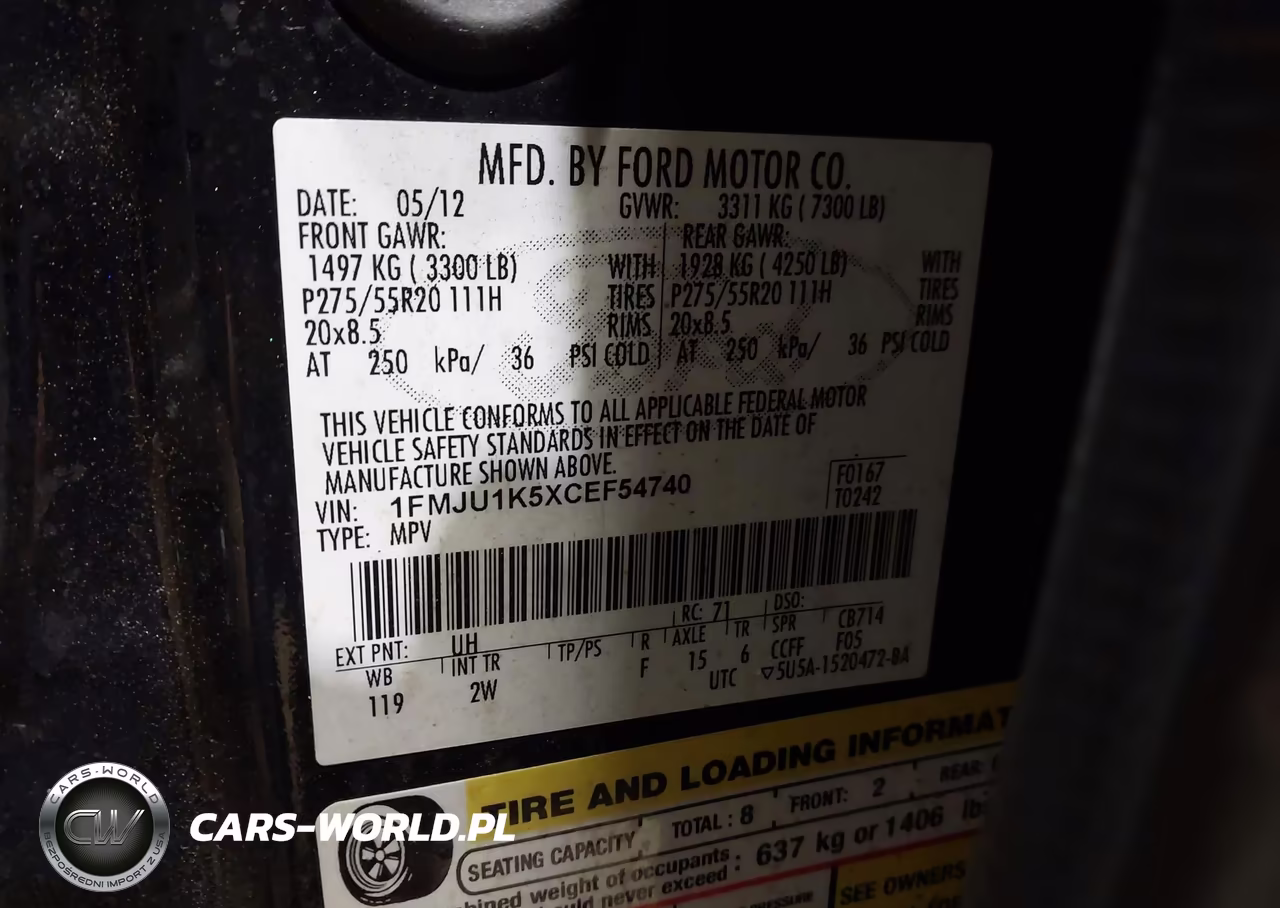 2012 Ford Expedition Limited VIN:1FMJU1K5XCEF54740 - 9