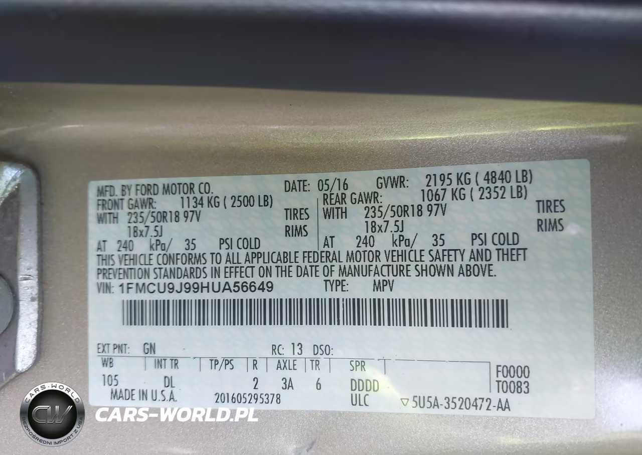 2017 Ford Escape Titanium VIN:1FMCU9J99HUA56649 - 9