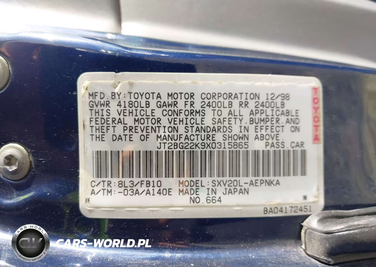 1999 Toyota Camry Le VIN:JT2BG22K9X0315865 - 9