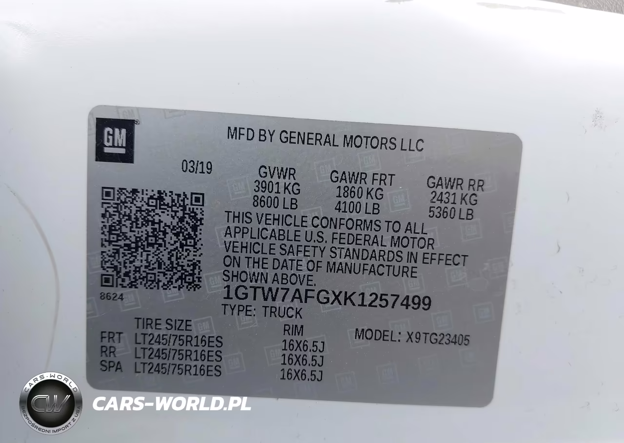 2019 GMC Savana 2500 Work Van VIN:1GTW7AFGXK1257499 - 9