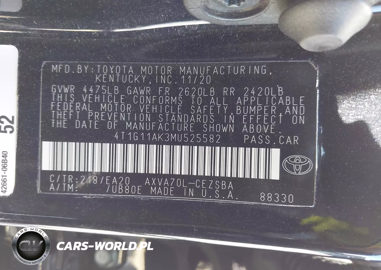 2021 Toyota Camry Se VIN:4T1G11AK3MU525582 - 9