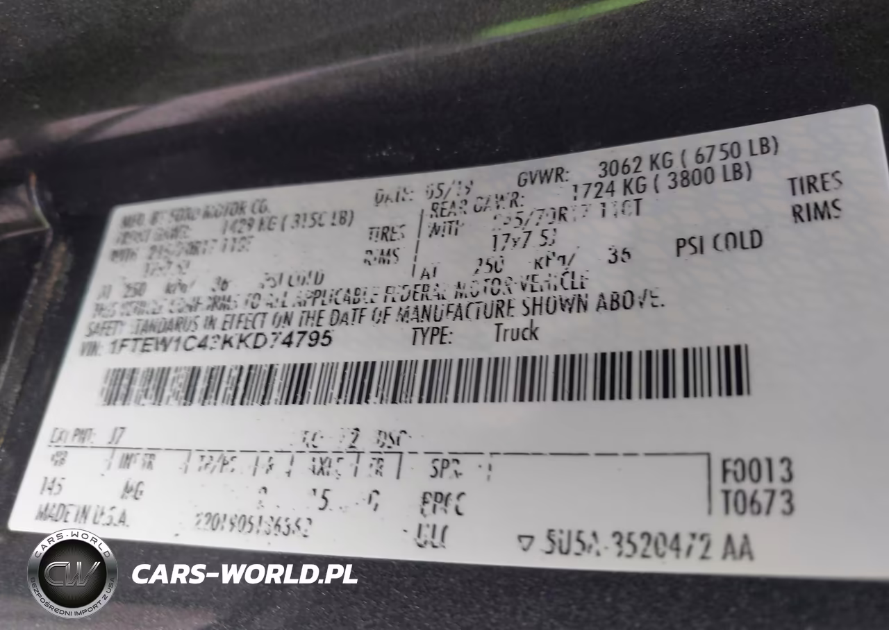 2019 Ford F-150 Xlt VIN:1FTEW1C43KKD74795 - 9