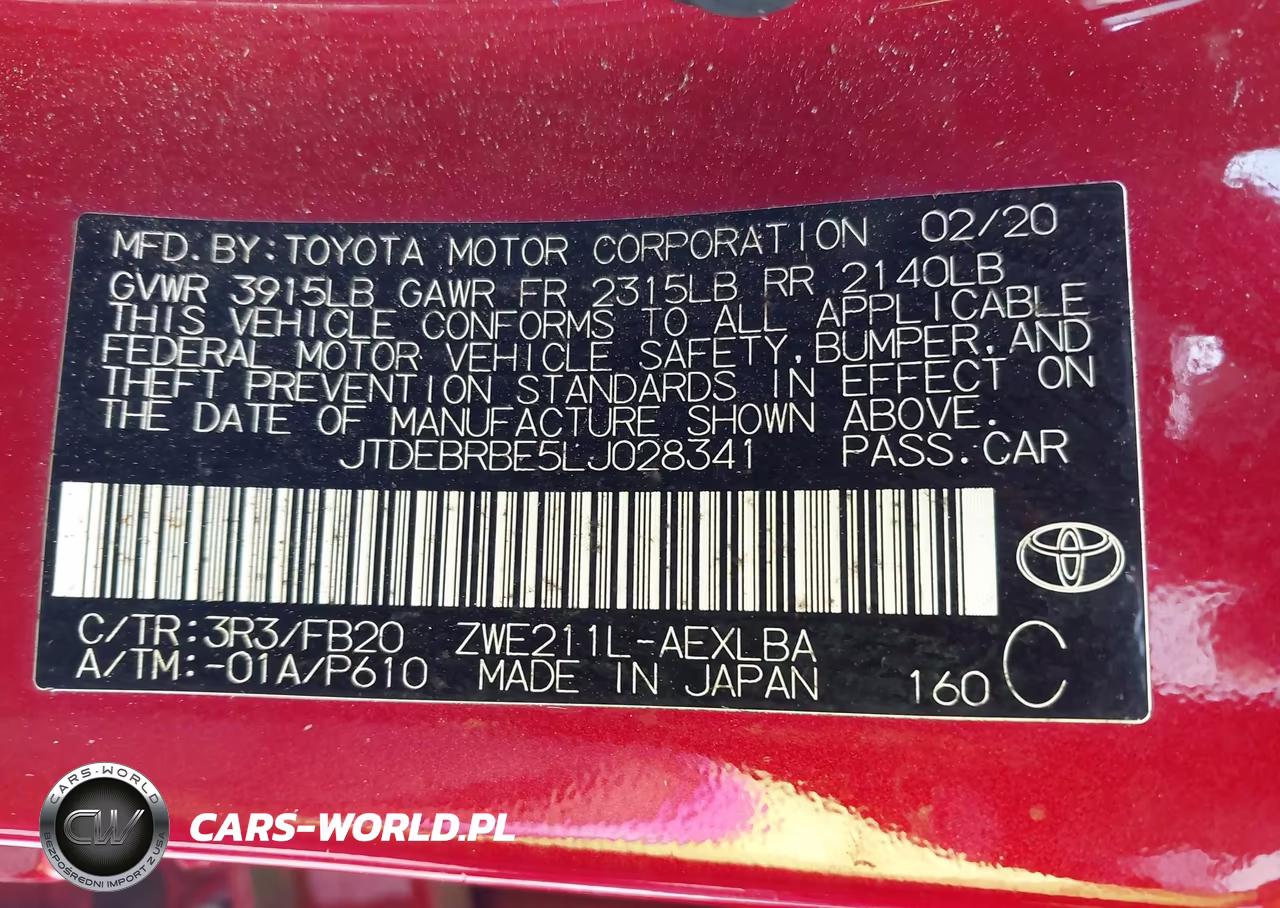 2020 Toyota Corolla Hybrid Le VIN:JTDEBRBE5LJ028341 - 9