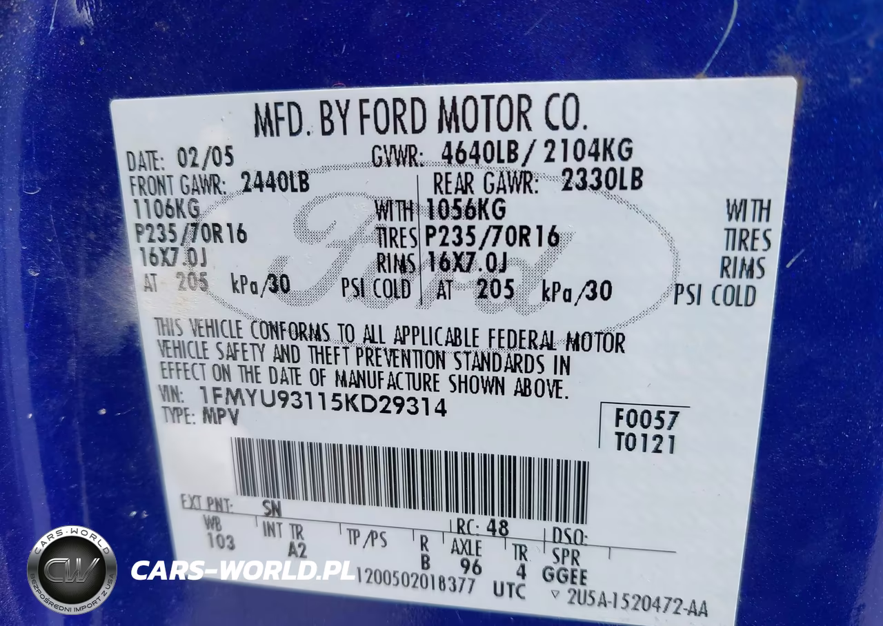 2005 Ford Escape Xlt VIN:1FMYU93115KD29314 - 9