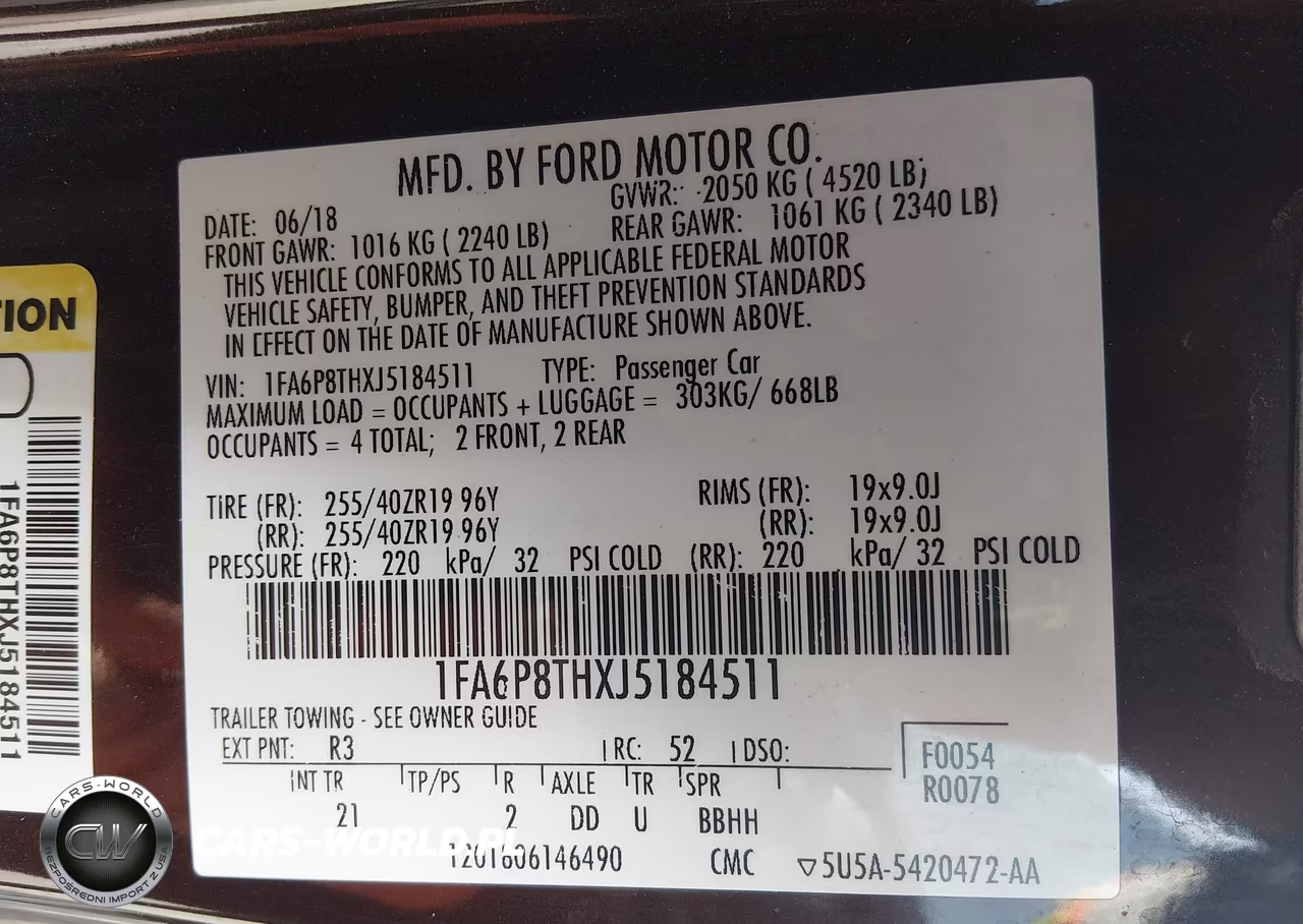 2018 Ford Mustang Ecoboost VIN:1FA6P8THXJ5184511 - 9