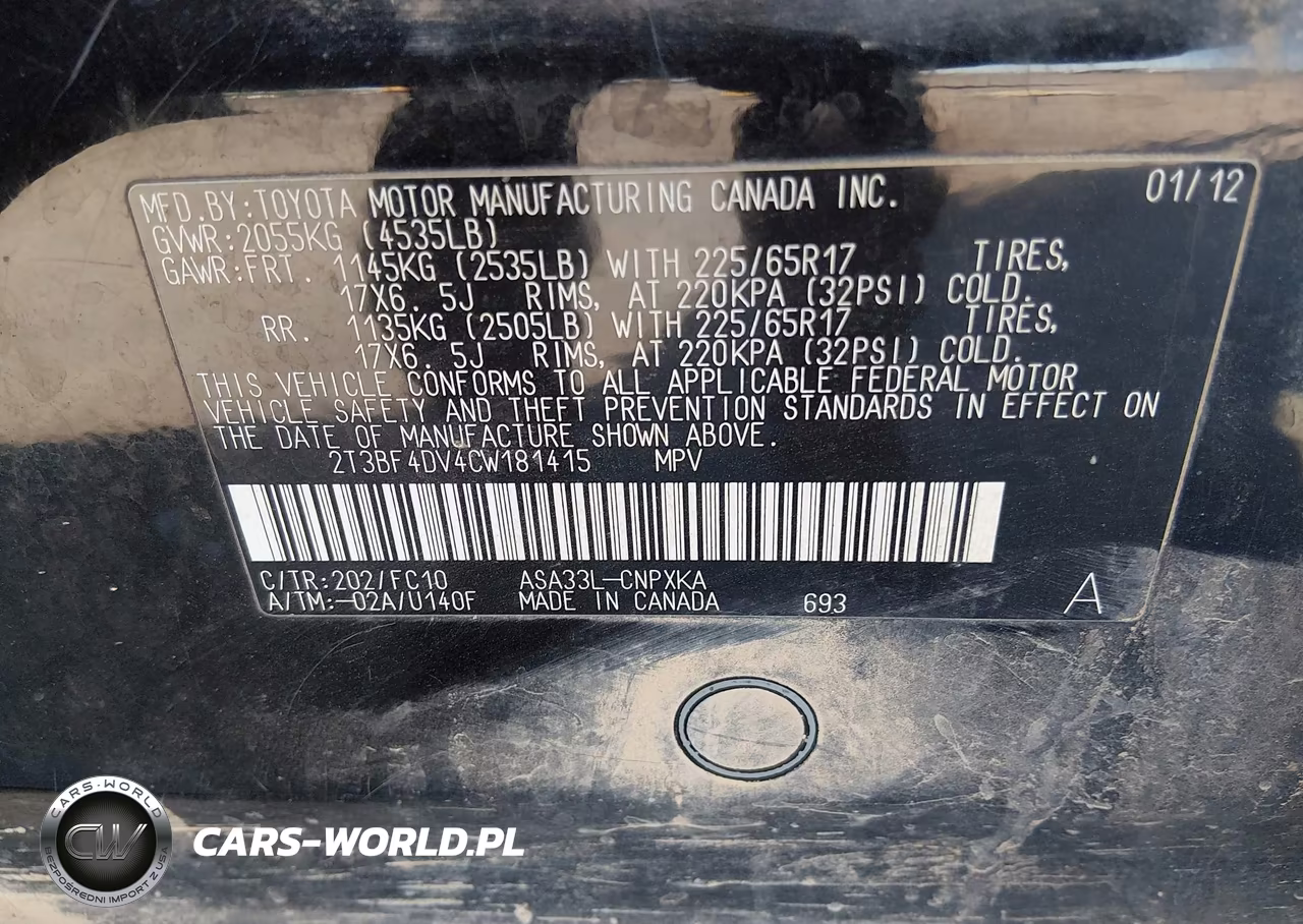 2012 Toyota Rav4 VIN:2T3BF4DV4CW181415 - 9