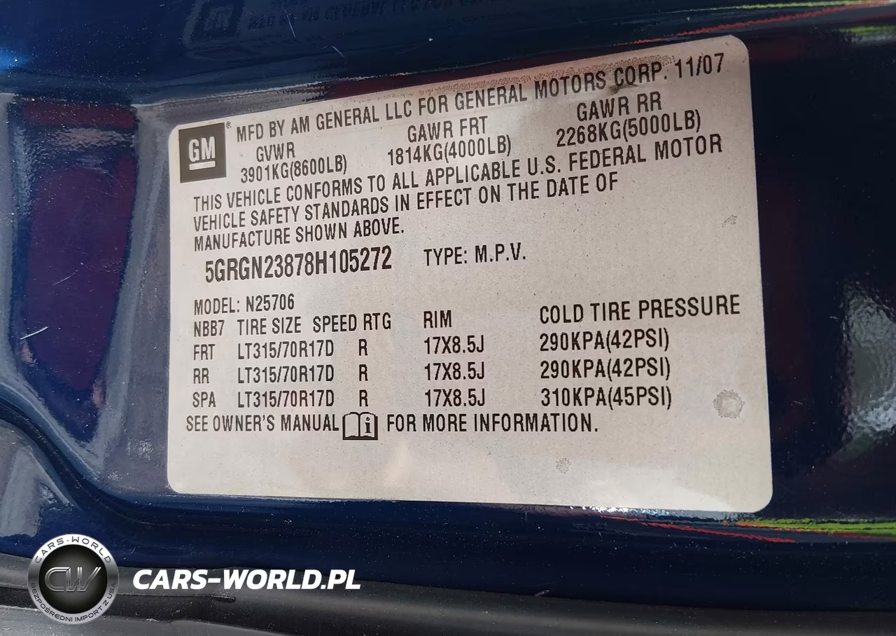 2008 Hummer H2 Suv VIN:5GRGN23878H105272 - 9