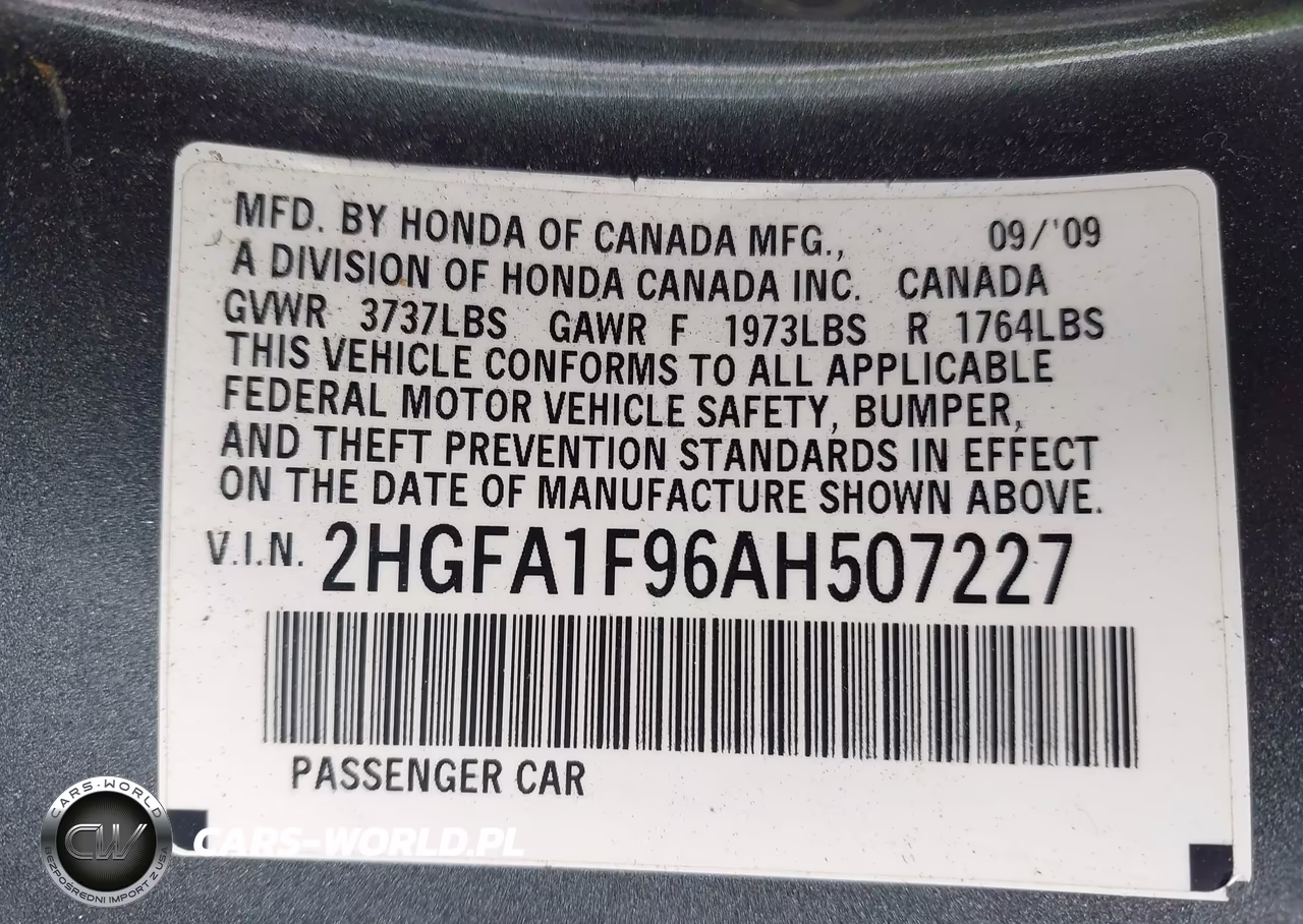 2010 Honda Civic Ex-L VIN:2HGFA1F96AH507227 - 9