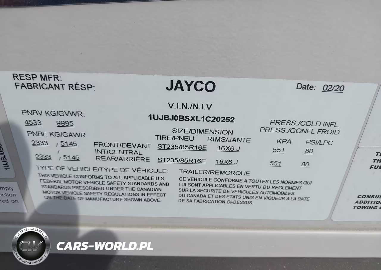 2020 Jayco Other VIN:1UJBJ0BSXL1C20252 - 9