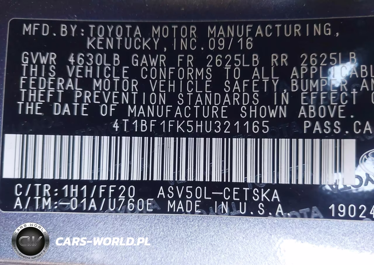 2017 Toyota Camry Se VIN:4T1BF1FK5HU321165 - 9