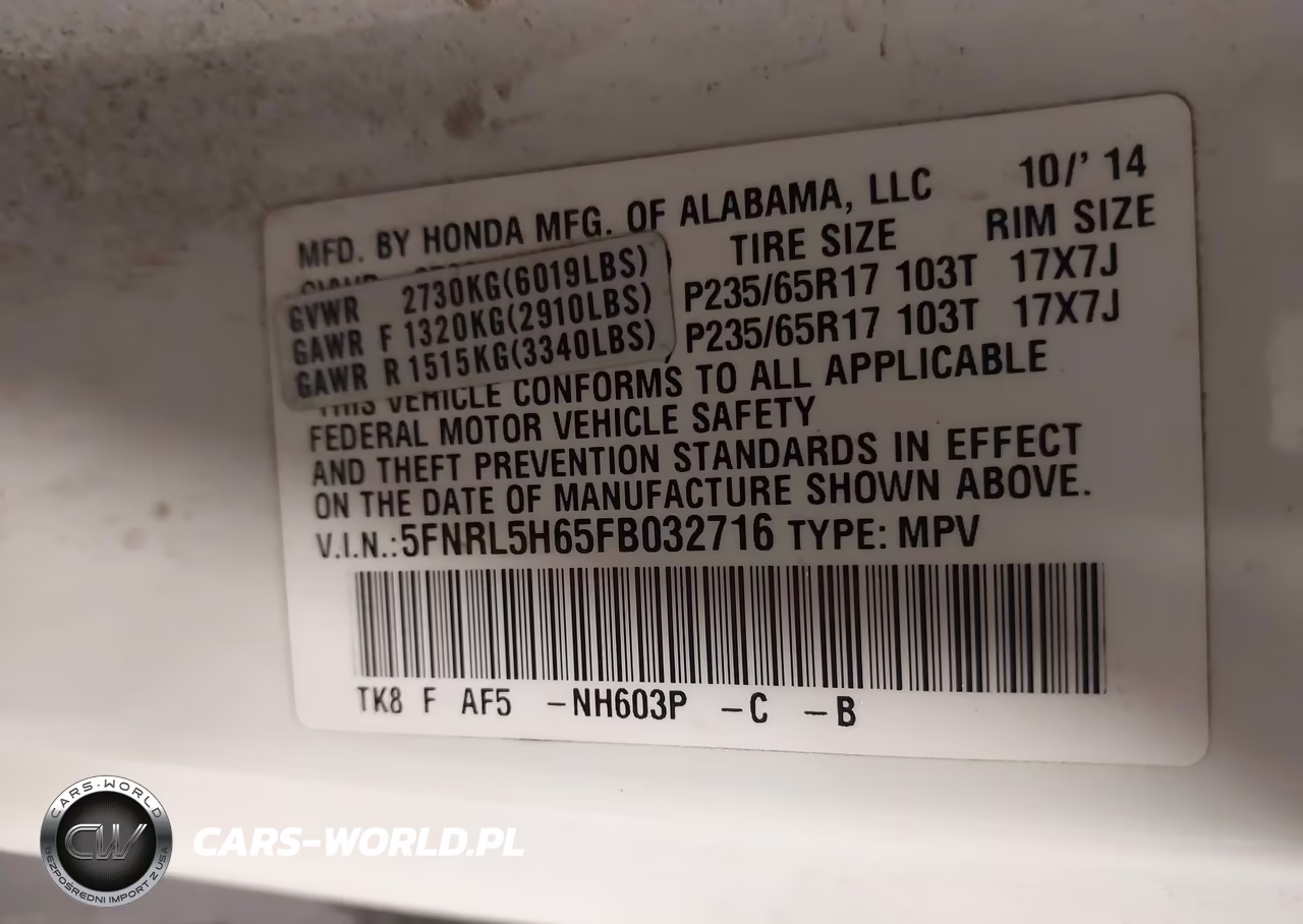 2015 Honda Odyssey Ex-L VIN:5FNRL5H65FB032716 - 9