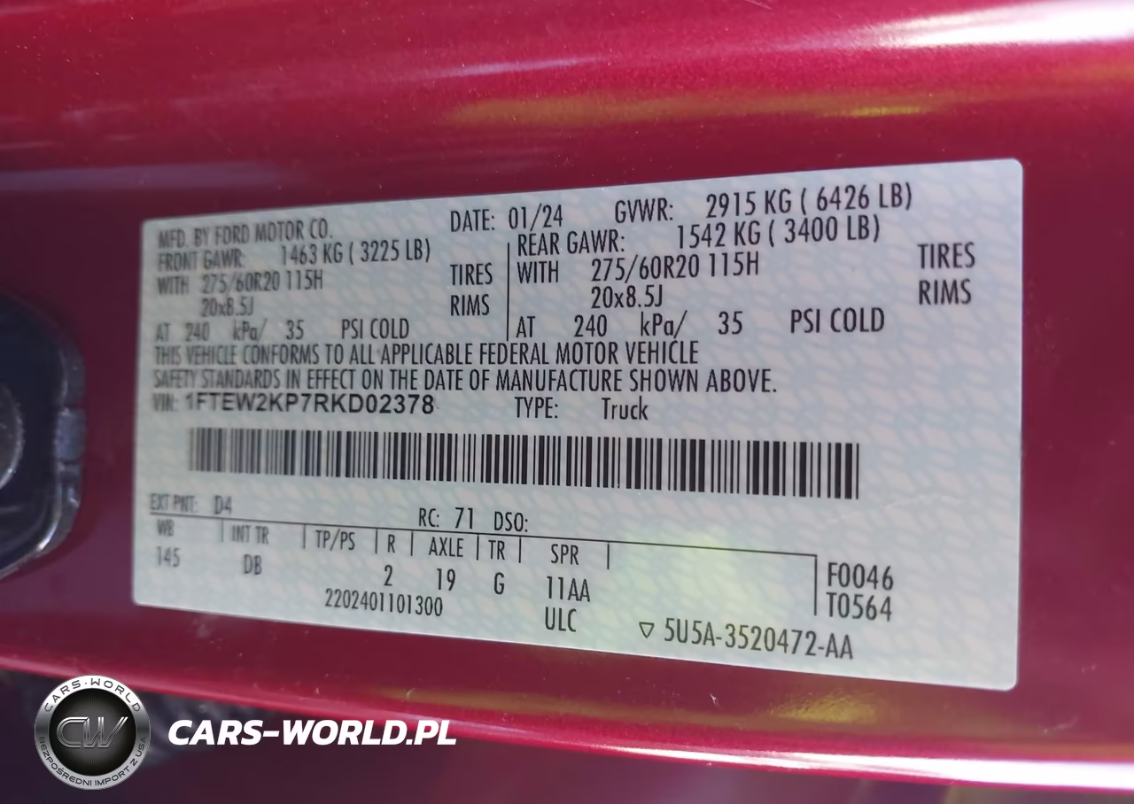 2024 Ford F-150 Stx VIN:1FTEW2KP7RKD02378 - 9