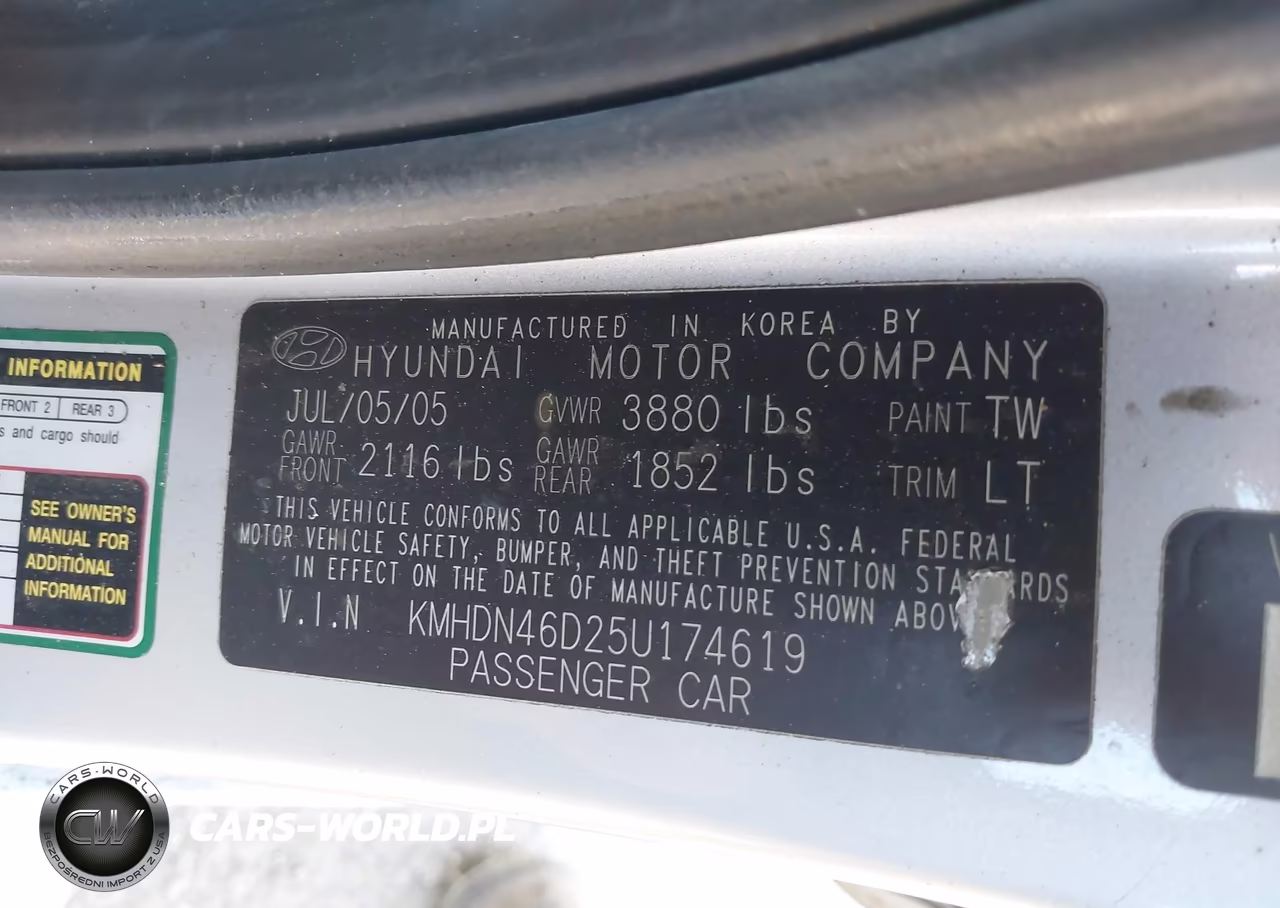 2005 Hyundai Elantra Gls-Gt VIN:KMHDN46D25U174619 - 9