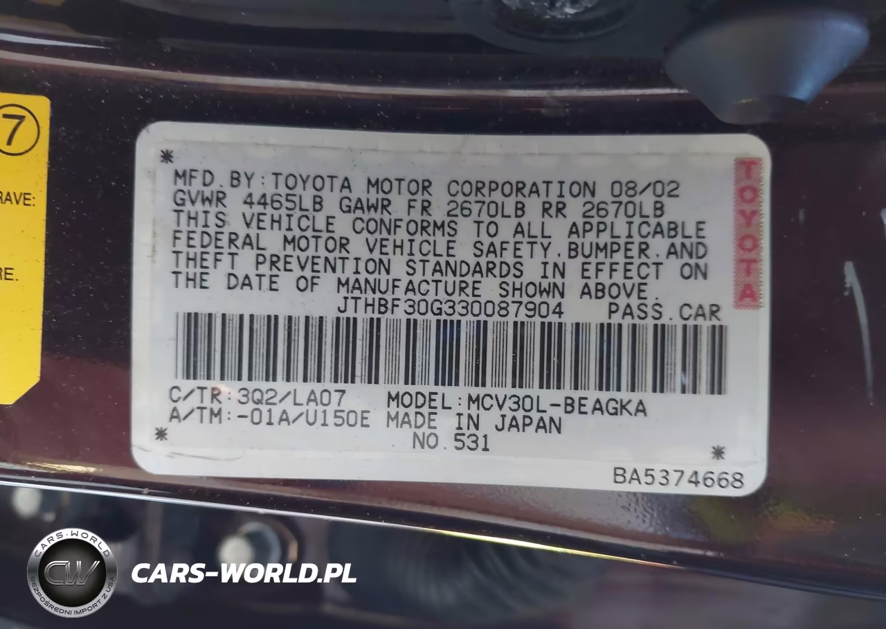 2003 Lexus Es 300 VIN:JTHBF30G330087904 - 9