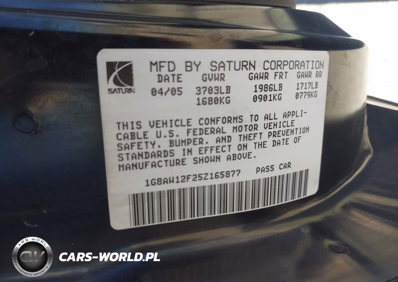 2005 Saturn Ion 3 VIN:1G8AW12F25Z165877 - 9