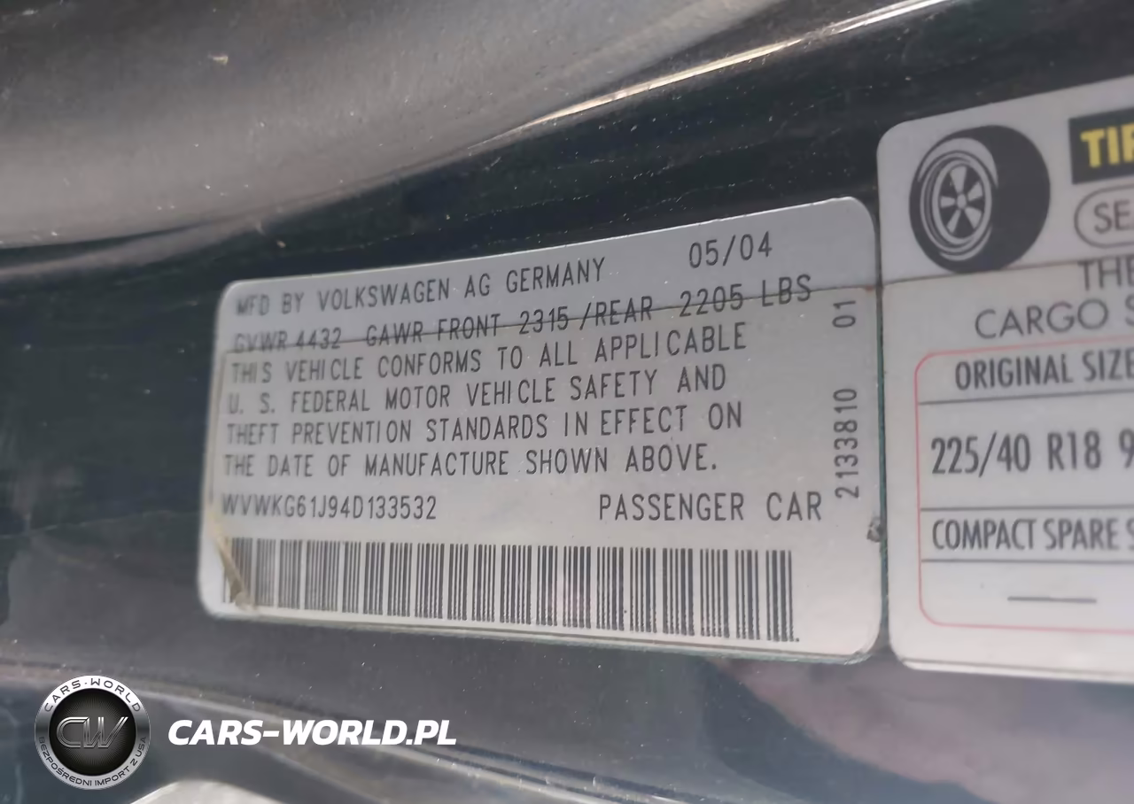 2004 Volkswagen R32 3.2L VIN:WVWKG61J94D133532 - 9