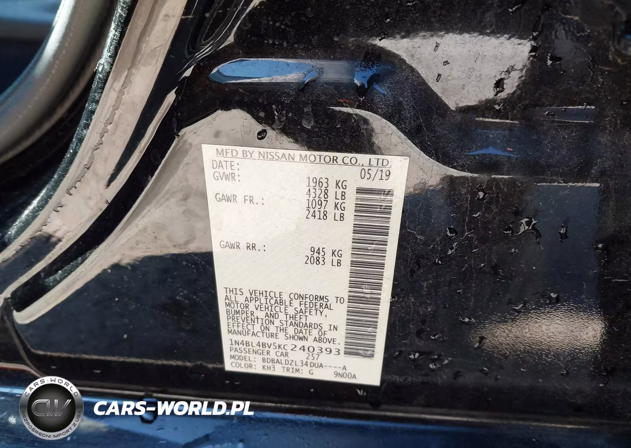 2019 Nissan Altima 2.5 S VIN:1N4BL4BV5KC240393 - 9