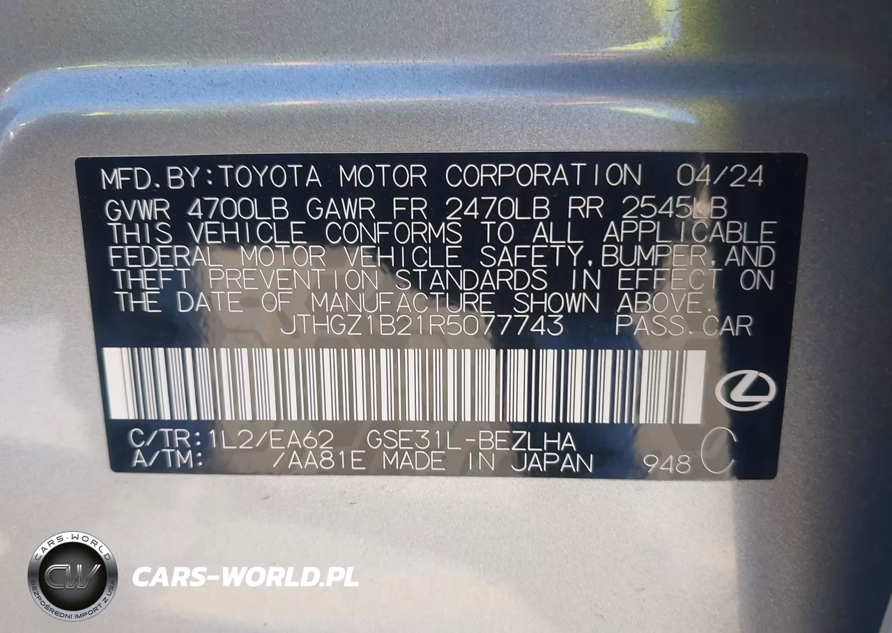 2024 Lexus Is 350 F Sport VIN:JTHGZ1B21R5077743 - 9