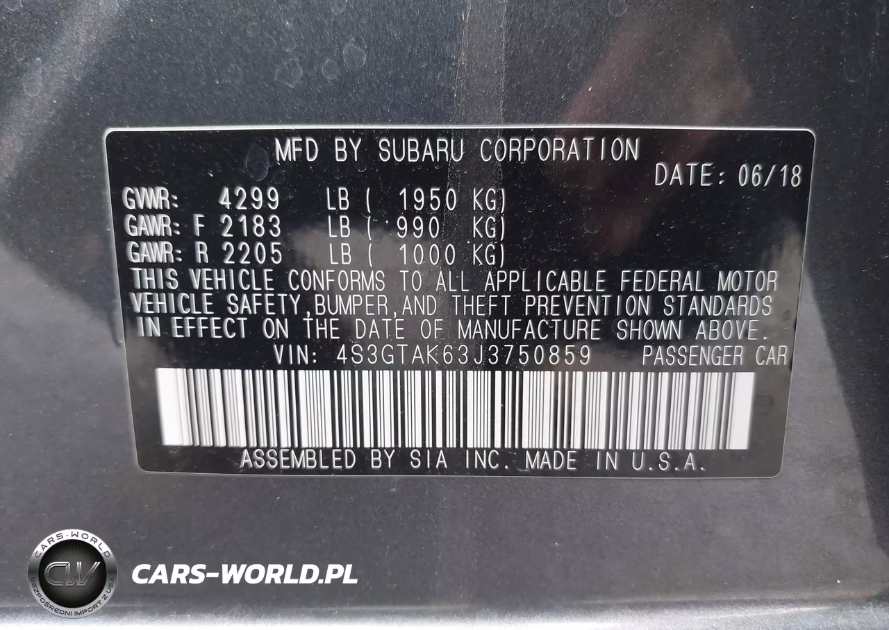 2018 Subaru Impreza 2.0I Sport VIN:4S3GTAK63J3750859 - 9