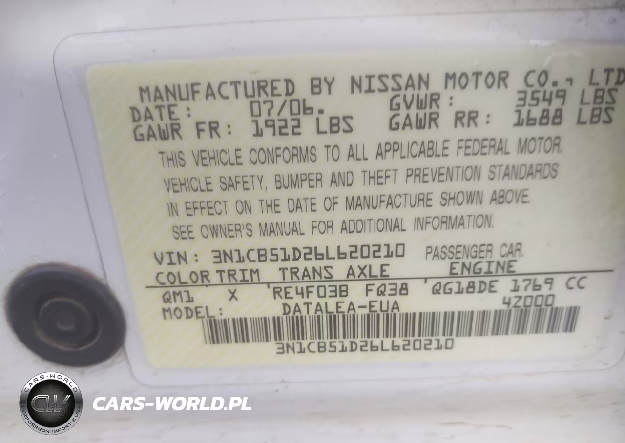 2006 Nissan Sentra 1.8S VIN:3N1CB51D26L620210 - 9