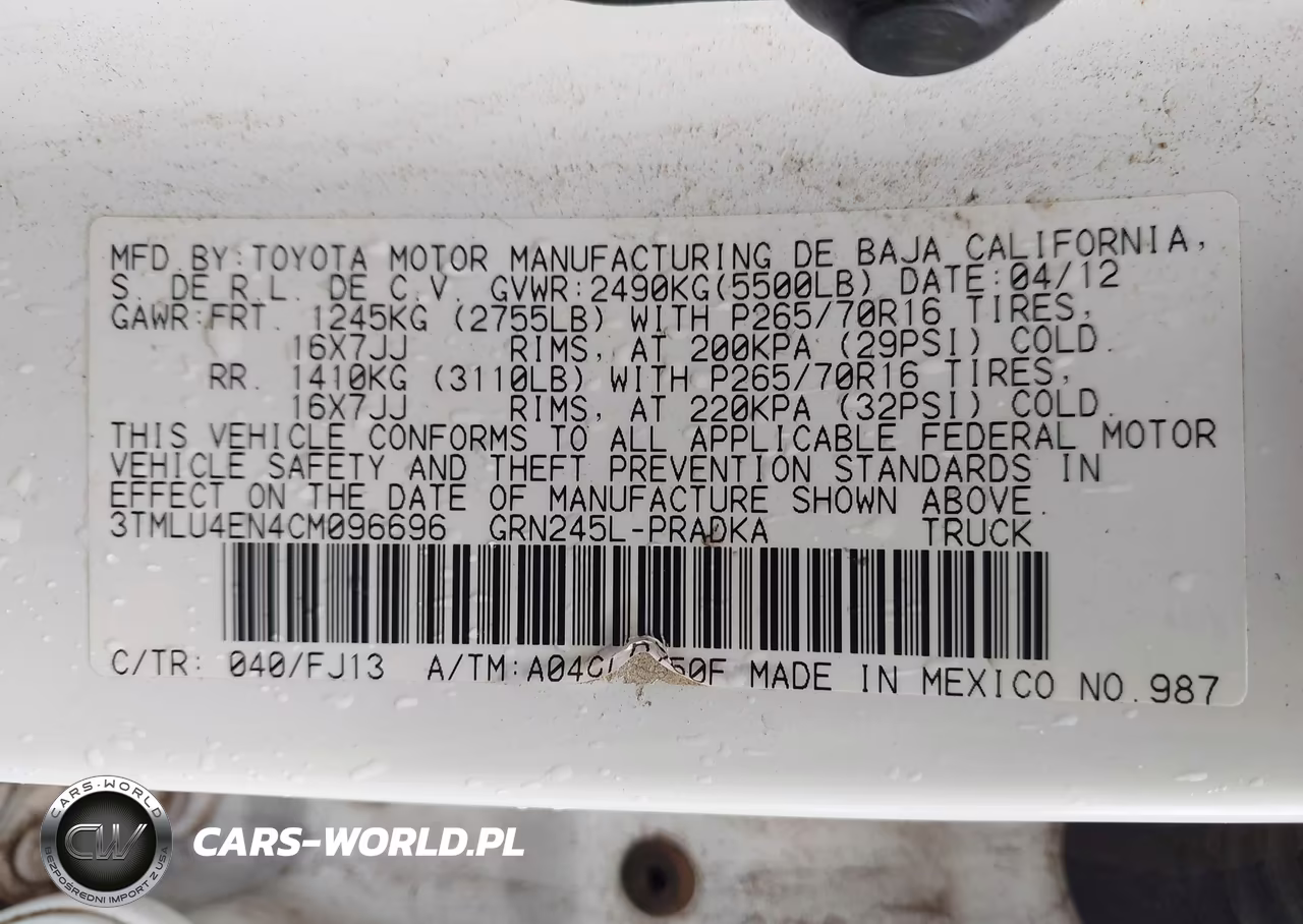 2012 Toyota Tacoma Base V6 VIN:3TMLU4EN4CM096696 - 9
