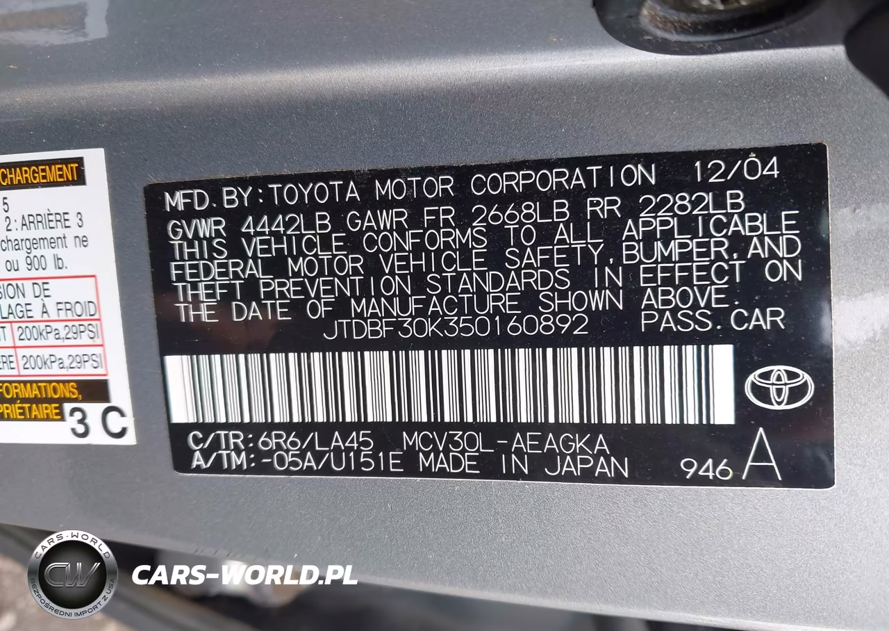 2005 Toyota Camry Le V6-Xle V6 VIN:JTDBF30K350160892 - 9