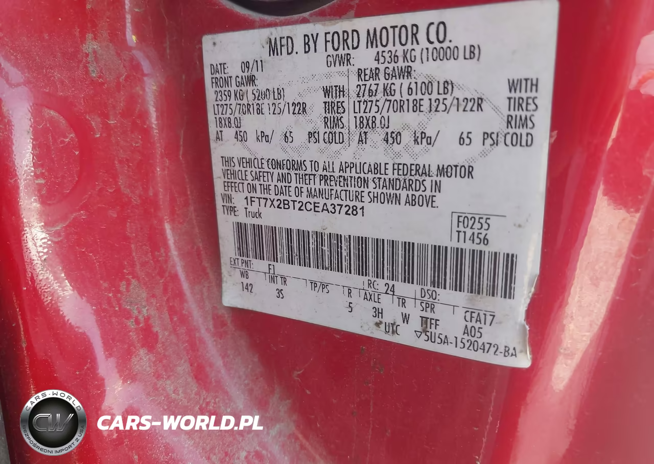 2012 Ford F-250 Xlt VIN:1FT7X2BT2CEA37281 - 9
