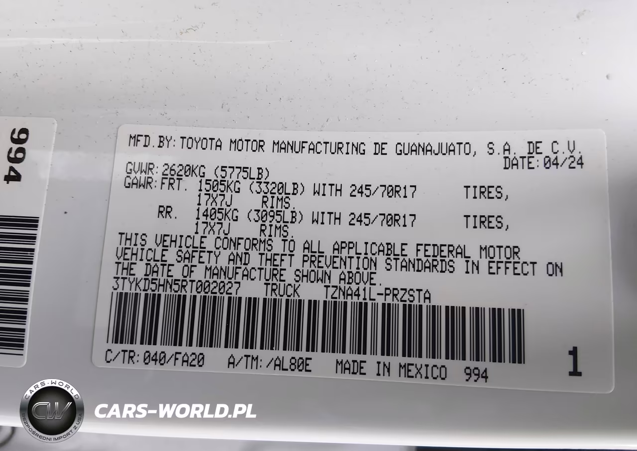 2024 Toyota Tacoma Sr VIN:3TYKD5HN5RT002027 - 9