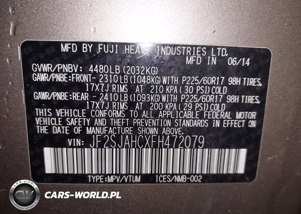 2015 Subaru Forester 2.5I Limited VIN:JF2SJAHCXFH472079 - 9