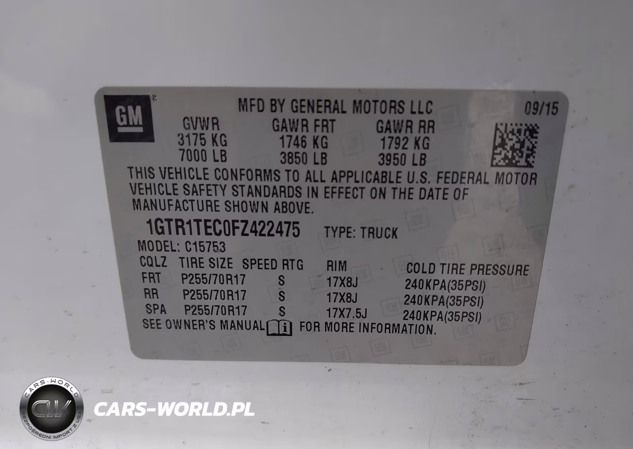 2015 GMC Sierra 1500 VIN:1GTR1TEC0FZ422475 - 9