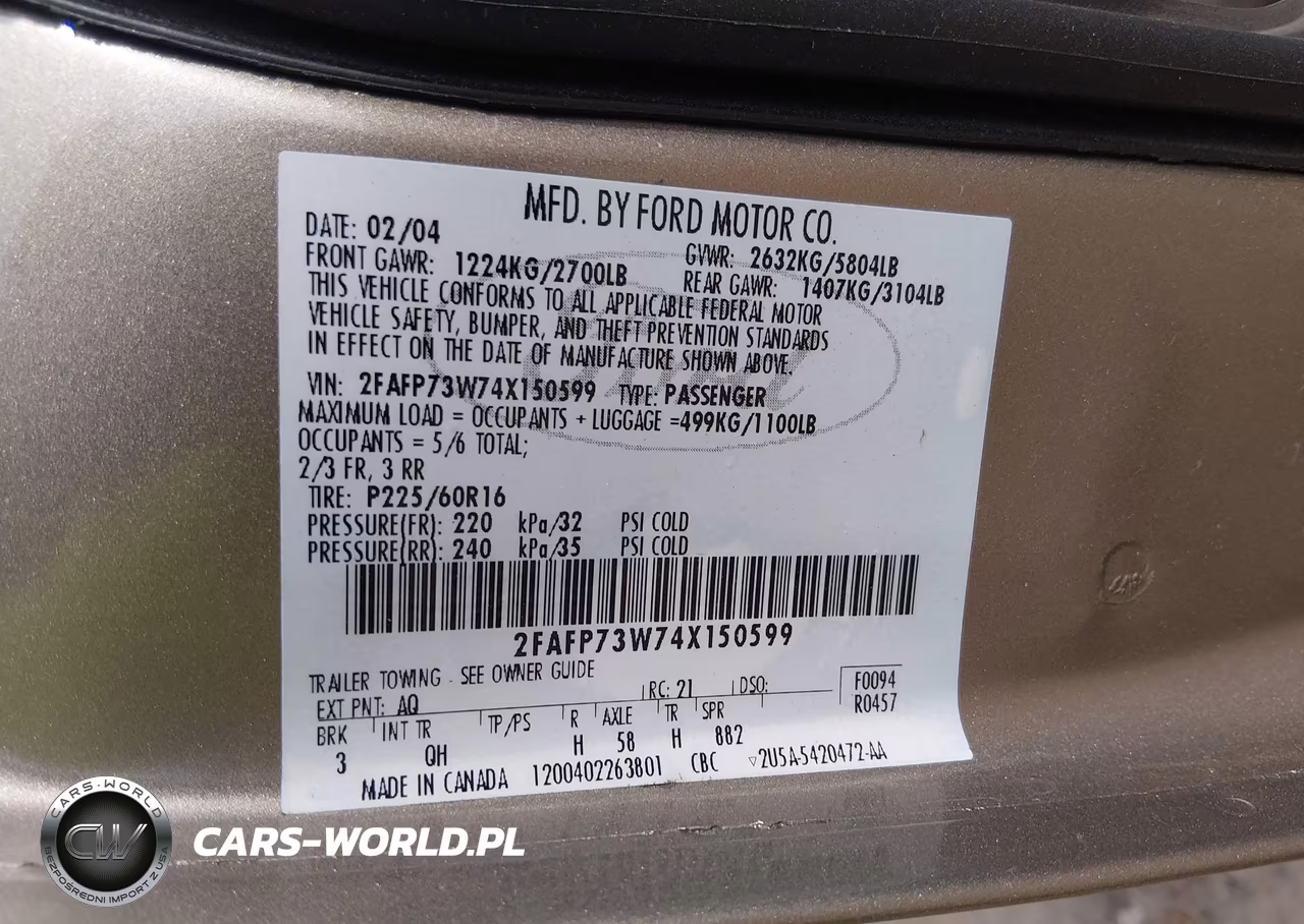 2004 Ford Crown Victoria Standard VIN:2FAFP73W74X150599 - 9