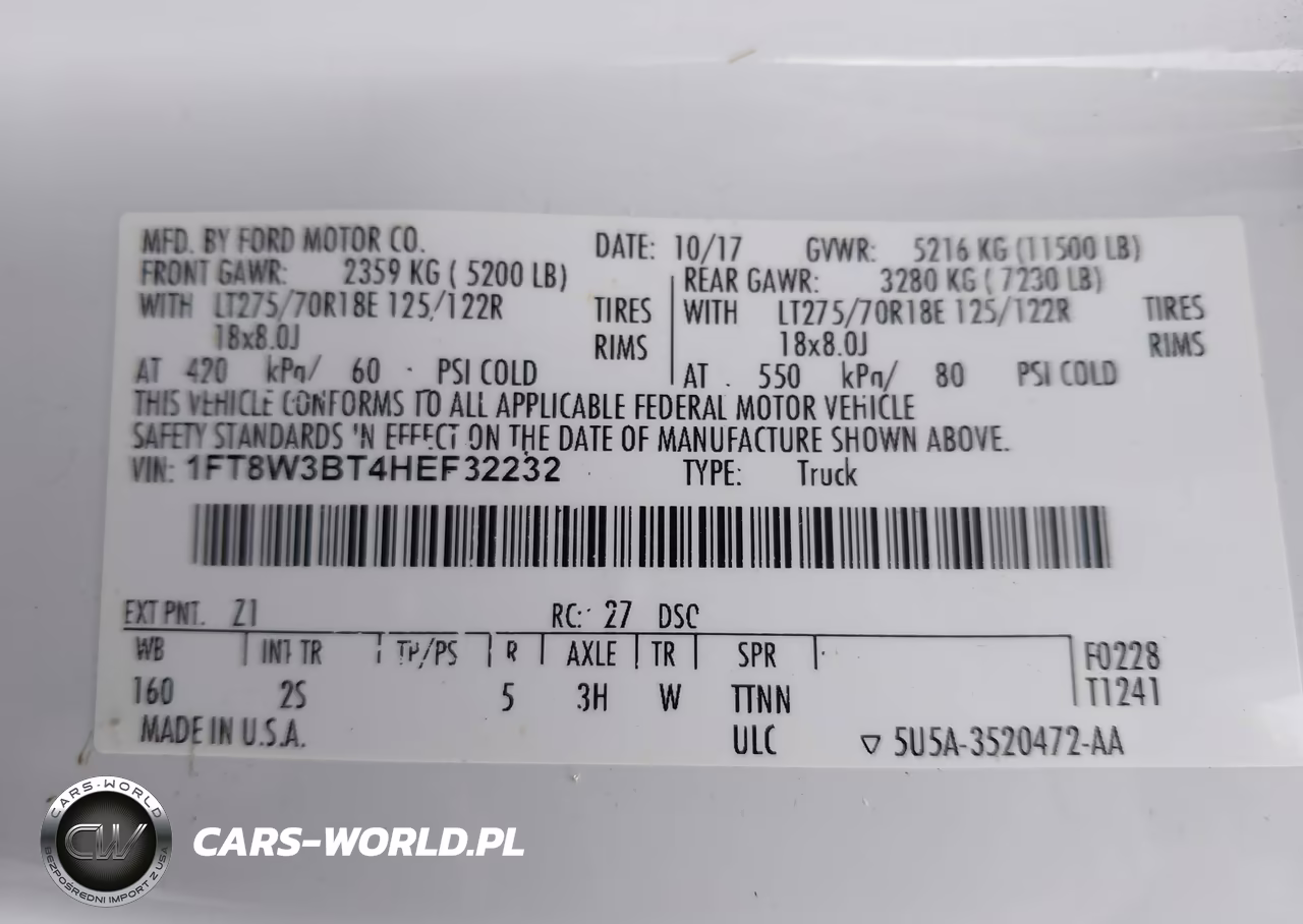 2017 Ford F350 Super Duty VIN:1FT8W3BT4HEF32232 - 9